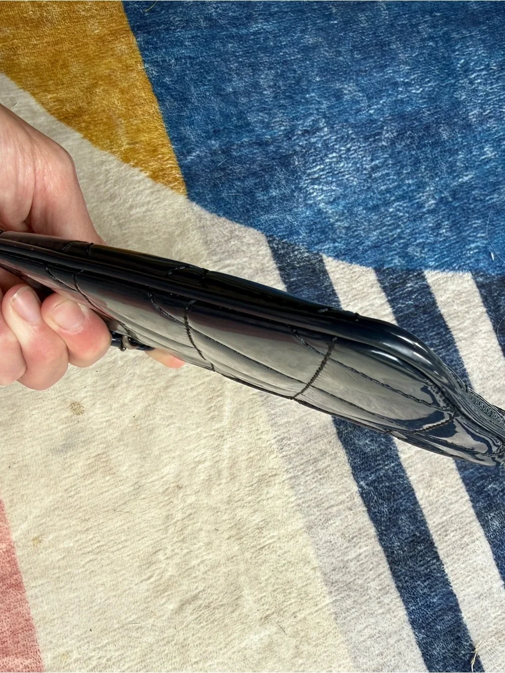 Coach Poppy Navy Quilted Patent Wristlet with Strap